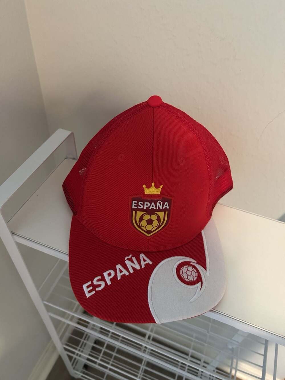 ESPANA HAT Red White Mesh Trucker Snapback Cap